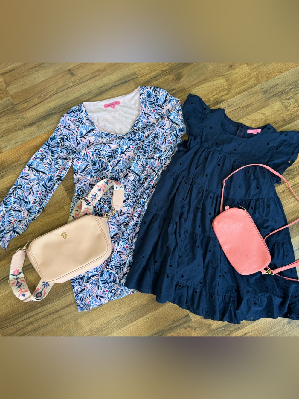 Preppy Casual Coastal Tropical Classic 2 Dress With 2 Purses Bundle Medium 7/8